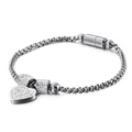 Elegante bracciale in acciaio inossidabile con cuore di cristalli e chiusura magnetica - Argento (KB117099-KFC)