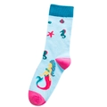 Pink and blue cotton socks featuring sea animals like mermaids, seahorses, and starfish - Size 39-45 / Mermaid Pattern (Mermaid)