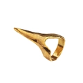 Gold punk style finger nail ring with vintage hammered metal texture on white background - Vintage Hammered Gold Armor (8888)