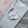 Collapsible heart-shaped phone socket featuring a classic black and white marble pattern - 05 Heart Marble Series-Black White