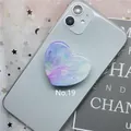 Purple and blue marble pattern heart-shaped collapsible phone grip and stand - 19 Heart Marble Series-Starry Sky