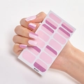 Pink full cover nail stickers AF-017 with glitter stripe accents for women - AF-017 (Pink/Glitter Stripe)