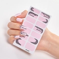 Pink nail stickers with silver glitter and 'forever' text design, model AF-027 - AF-027 (Pink/Silver Glitter/Forever)