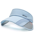 Light blue empty top sun hat with breathable mesh and sport lettering for outdoors - Blue