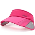 Rose red open top sun visor hat with retractable brim and sport print for outdoor activity - Rose Red