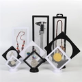 Black and white 3D floating jewelry display cases with PE film in multiple sizes - Inner Round / 90*90*20mm / White