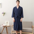Accappatoio da uomo blu navy a nido d'ape con cintura e tasche per il relax a casa - M / Blu Notte [Uomo]
