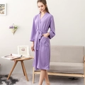 Accappatoio viola da donna in tessuto a nido d'ape con scollo a V e cintura in vita - M / Viola (Donne)