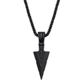 Men's geometric triangle arrowhead necklace in sleek black plating with ball chain - Arrowhead Pendant Necklace / Black
