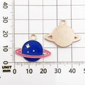 Ciondoli pianeta fai da te con smalto blu e stelle dorate per collane e braccialetti - 10838-Pianeta Blu Rosa B
