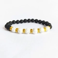 Lava stone and white turquoise beaded bracelet with golden spacers for men and women - White Turquoise