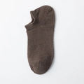 Men's low-cut invisible socks in deep brown cotton knit with elastic ribbed cuffs - One Size / Coffee