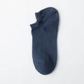 Navy blue low cut cotton blend boat socks with breathable elastic cuff for men - One Size / Dark Blue