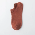 Breathable low-cut cotton blend boat sock in vibrant orange-red knit finish - One Size / Orange Red