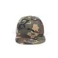 Close-up of jungle camouflage snapback cap with flat brim and high-quality fabric detail - Adjustable / Army Green Camo