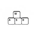 Cute cartoon WASD keyboard directional keys metal enamel pin in black and white finish - WASD Keys