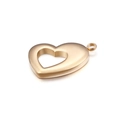 Colgante hueco en forma de corazón dorado de acero inoxidable pulido de calidad - 25mm / Dorado