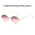 Lunettes de soleil rétro œil-de-chat avec monture dorée et verres dégradés gris-rose - Monture Dorée Verres Gris Rose