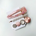 Set de pinzas para el cabello rosa con purpurina y perlas para un estilo dulce - Juego de Tres Piezas Lentejuelas Strass (15) / Combinación Strass Rosa