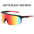 Gafas de ciclismo en montura negro mate y lentes de espejo rojas para deportes - Montura Negro Mate Lentes de Espejo Rojas