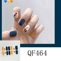 Waterproof matte nail stickers in navy blue and orange abstract color block design QF464 - QF464
