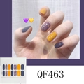 Purple and yellow matte nail stickers set with gold foil accents for spring and summer - QF463