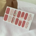 Self-adhesive rose pink and mauve gradient nail stickers with silver glitter foil accents - Gradient Pink Glitter (QF493)