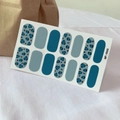 Blaue Leopard-Nagelaufkleber QF-500 Set mit 14 selbstklebenden Nagellack-Stickern - Blau Schwarz Leopard Druck (QF500)