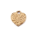 Colgante de corazón minimalista en acero de titanio dorado con textura martillada a mano - Corazón Martillado Dorado (KLJ114-Z)