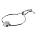 Pulsera de cadena de serpiente plateada ajustable con dije redondo de Mano de Fátima - Color acero