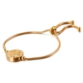 Bracciale regolabile in acciaio dorato con catena a serpente e ciondolo mano di Hamsa - Oro