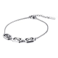 Minimalist silver stainless steel bracelet with geometric hollow rectangular links and K14 stamp - Steel Color (KB117818-KSP)
