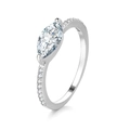 Marquise cut zircon engagement ring with pave set side stones in silver finish - Marquise Zircon White Gold