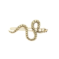 Unique gold snake shaped metal hair clip with textured details and black eyes - Zirconia Inlaid / Antique Gold with Rhinestone