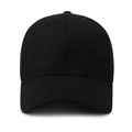 Classic plain black baseball cap made of high-density cotton twill fabric - Adjustable / Black