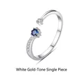 Silver moonlight star ring featuring a blue sapphire gem and sparkling zircon accents - Starry Pattern / White Gold