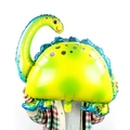 Green and yellow cartoon long-neck dinosaur foil balloon for birthday party decor - Large Brontosaurus
