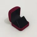 Detailed view of dark red velvet jewelry box with black inner display insert for earrings - Wine Red Exterior/Black Interior/Black Insert