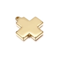 Polished gold stainless steel cross pendant with rounded corners for DIY jewelry making - Gold (KLJ450-Z)