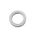 Anello in acciaio al titanio argento con doppia fila completa di strass brillanti incastonati - Ciondolo cavo rotondo color acciaio da 35mm (KLJ075-Z)