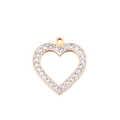Golden heart pendant with sparkling pavé crystals and top loop on white background - Hollow Heart (KLJ068-Z) / Gold