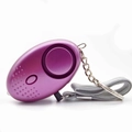 Purple oval personal safety alarm with grey lanyard and metal keychain ring - Purple