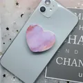 Style 14 heart shaped phone socket with purple marble texture and glitter on a phone - 14 Heart Marble Series-Gold Purple