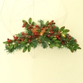 Christmas garland with pine needles, red berries, cones and warm LED string lights - 60cm (With Light)