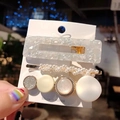 Detailed set of 3 elegant hair clips featuring pearls and floral acetate designs - 6#-White Floral Set