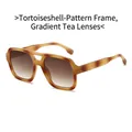 Lunettes de soleil carrées écaille avec verres dégradés thé et design à double pont - Monture Écaille Thé Verres Dégradés Thé
