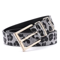 Cinturón de leopardo para mujer en pelo de caballo con hebilla de oro metal - 105cm / Gris