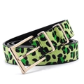 Cinturón con estampado de leopardo verde y hebilla dorada para vaqueros de mujer - 105cm / Verde