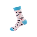 White cotton blend mid-calf socks with blue accents and space spaceship patterns - One Size / White Space Theme (55)