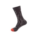 Dark grey crew sock with white branch pattern and vibrant orange toe detail - One Size / Dark Gray Orange Lightning (64)